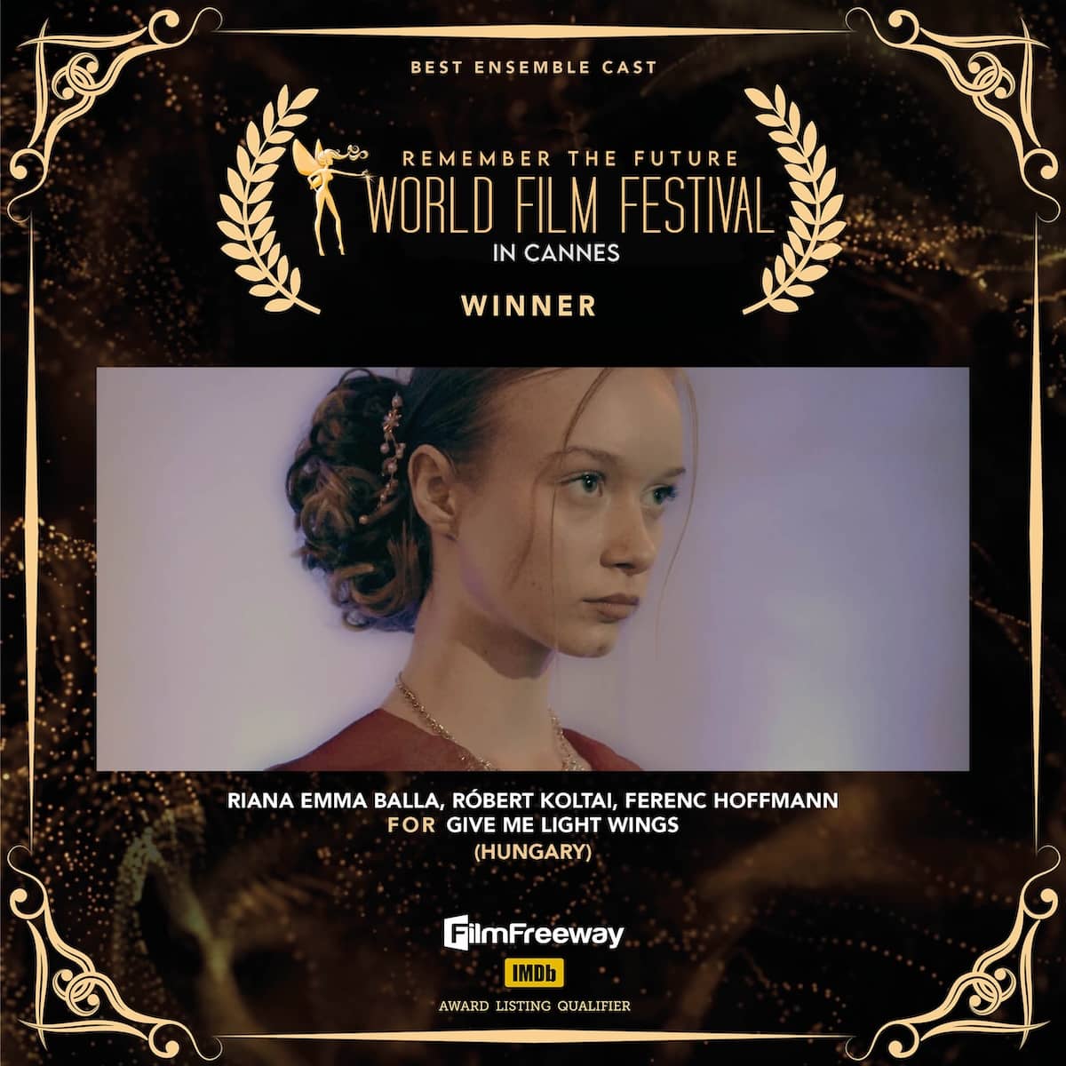 34Best Ensemble Cast RIANA EMMA BALLA, RÓBERT KOLTAI, FERENC HOFFMANNFOR Give me light wings(Hungary)