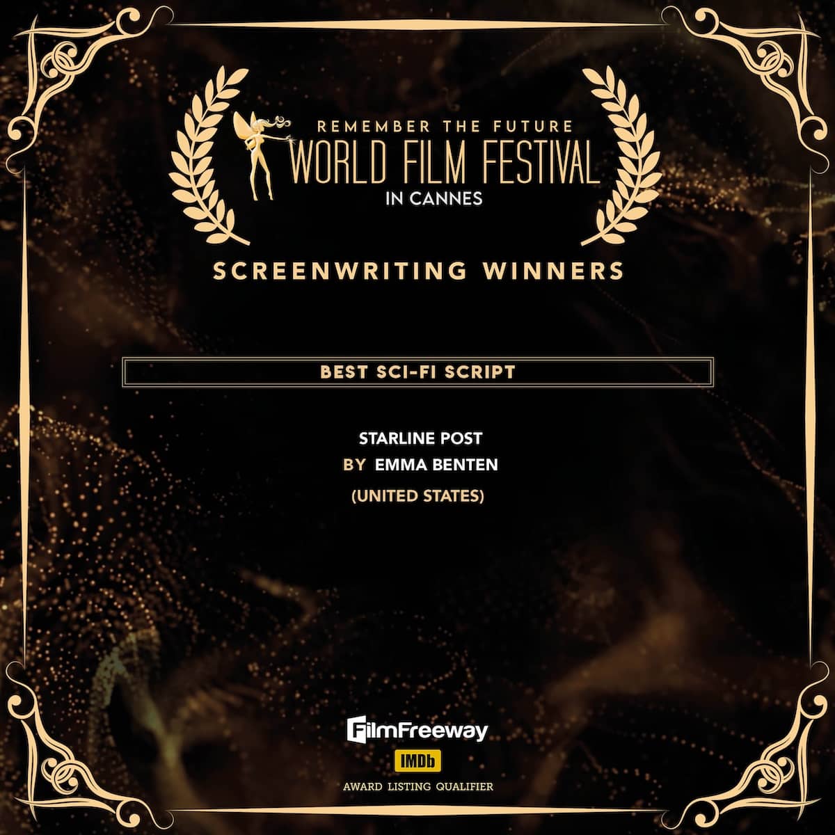 Best Sci-Fi Script<br>Starline Post<br>BY Emma Benten<br>(United States) Best Sci-Fi ScriptStarline PostBY Emma Benten(United States)