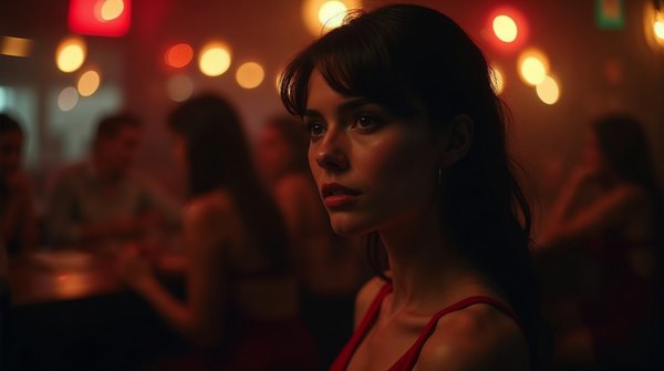 faith-in-love-05 Une jeune femme pensive dans un bar baigné de lumières rouges — « Faith in Love »